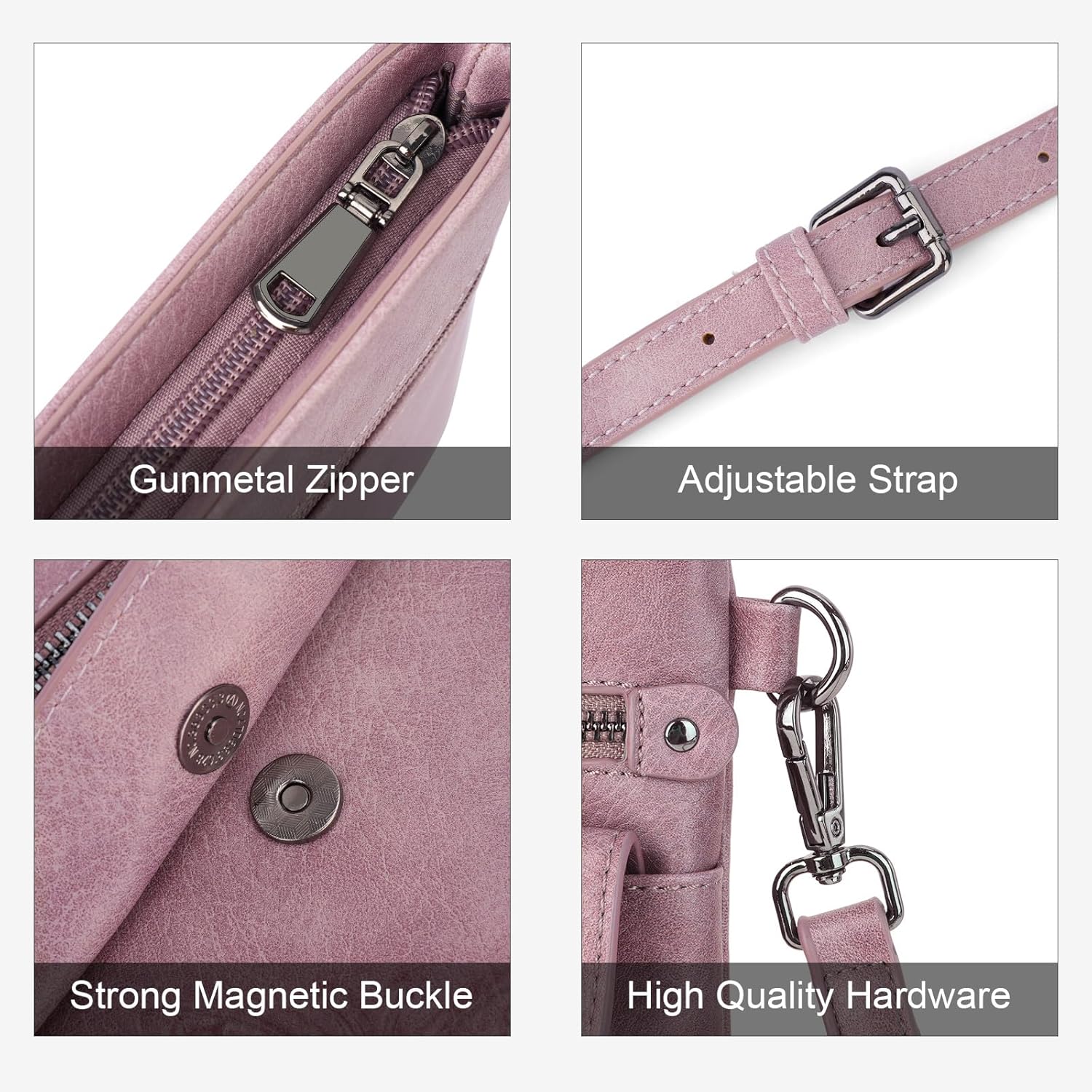 Small Crossbody Purse for Women, Vegan Leather Multi Pocket Bag with Adjustable Strap Embossed Travel Shoulder Bag - Image 5