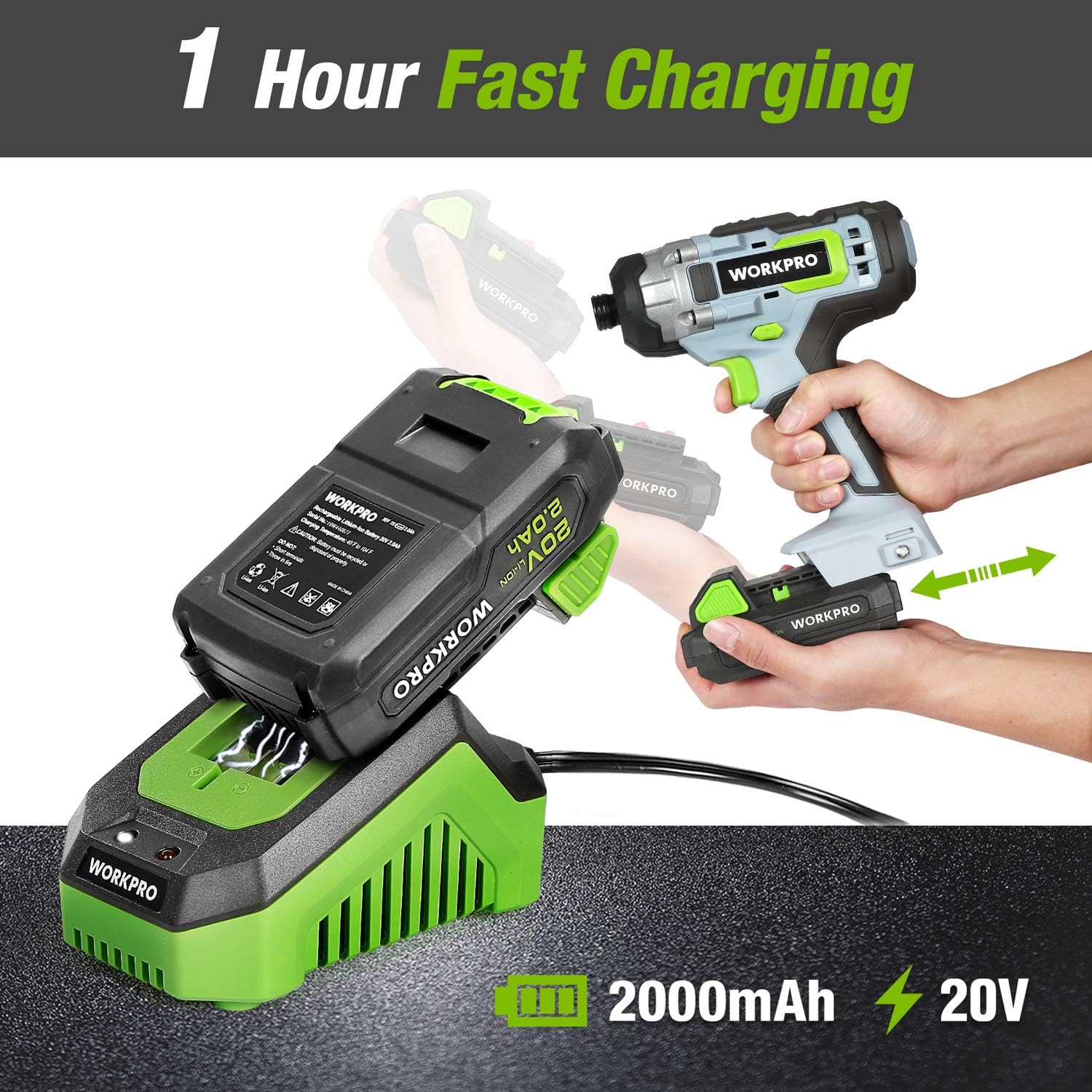 WORKPRO 20V 2.0Ah Lithium-ion Battery Pack