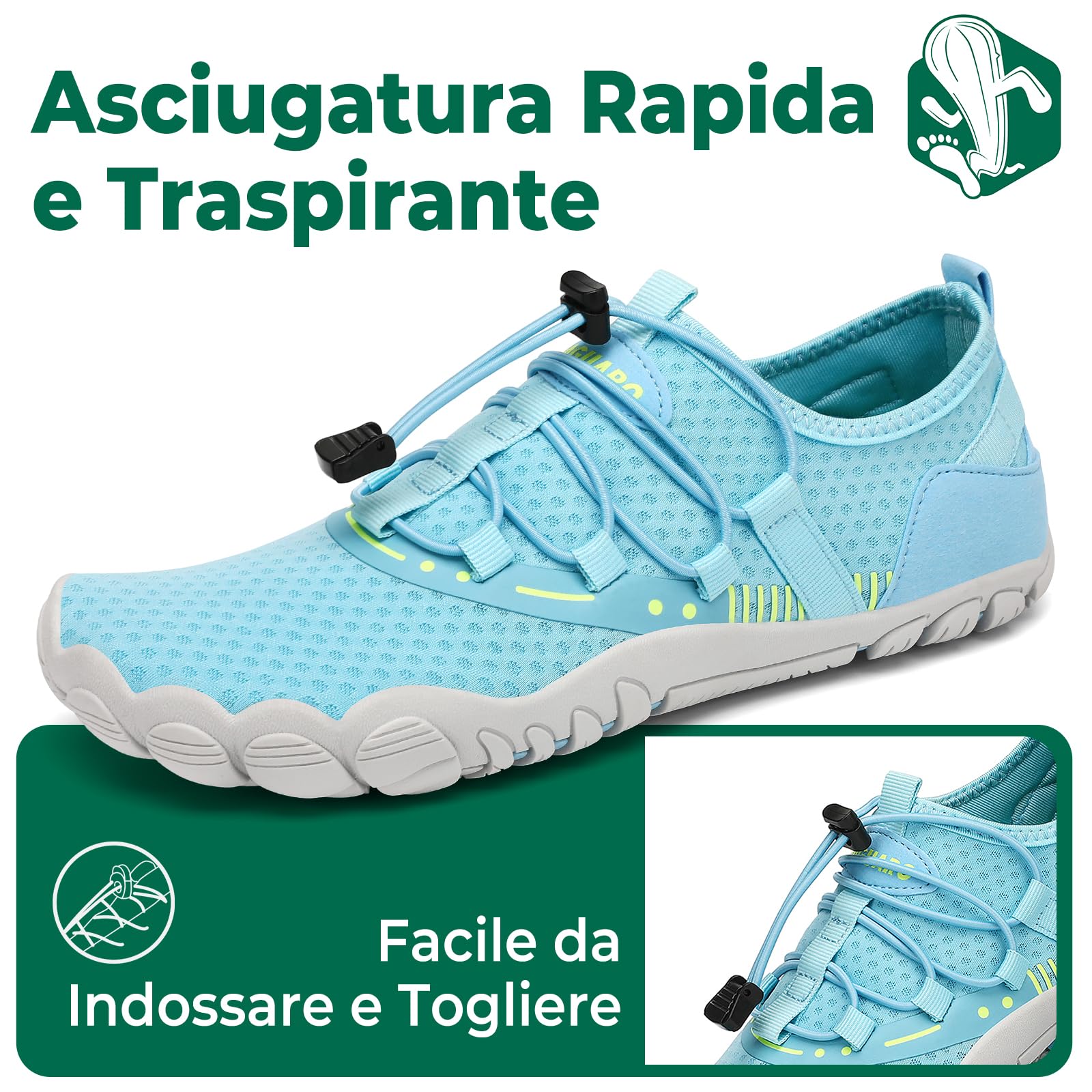 SAGUARO Scarpe da Scoglio Uomo Donna Asciugatura Rapida Scarpette da Mare per Acqua Immersione Gr.36-48