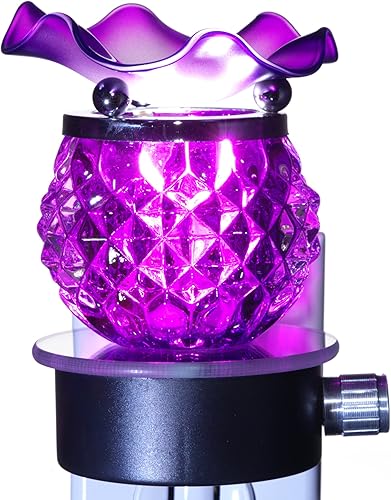 Calentador de aceite de lámpara de aroma enchufable de vidrio de piña púrpura con atenuador - PAL873257