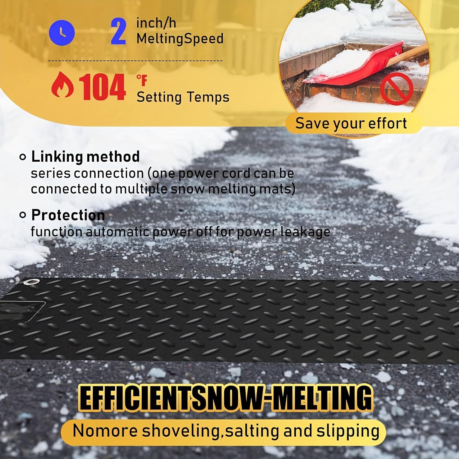 Heated Snow Melting Mats for walkways Stairs- Outdoor Heated Mats- Non-Slip Electric Heated Foot Mats for Winter Snow Removal- Heated Snow Melting Mat for Stairs garages Driveway (10in x 48in)