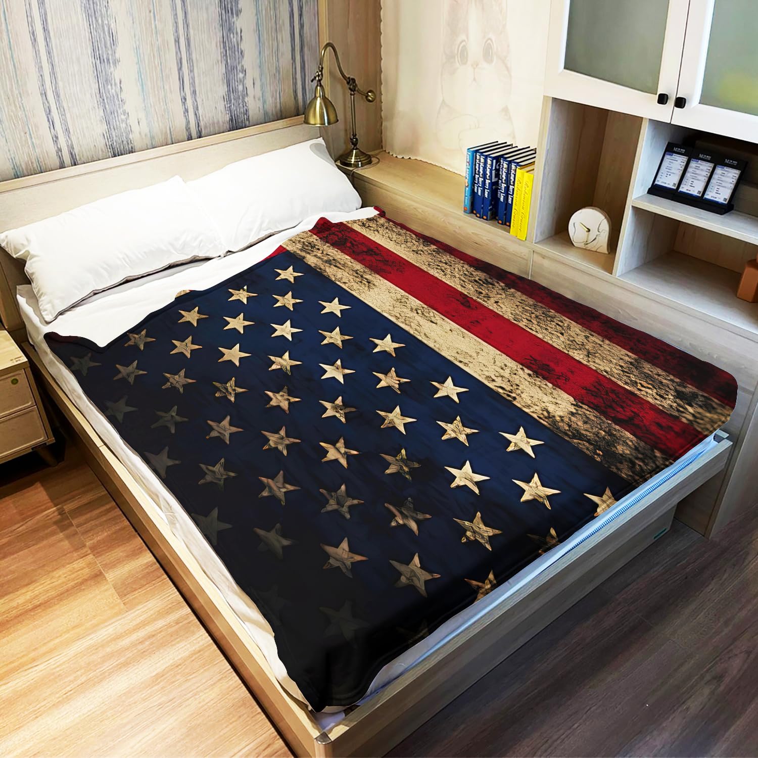 YISUMEI Decke 150x200 cm Kuscheldecken Sanft Flanell Weich Fleecedecke Bettüberwurf Vintage amerikanische Flagge Grunge