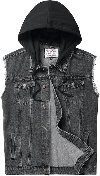Mens Denim Vest,Sleeveless Jean Jacket Ripped Stretchy Distressed Battle Vest for Men Sleeve Less Outerwear
