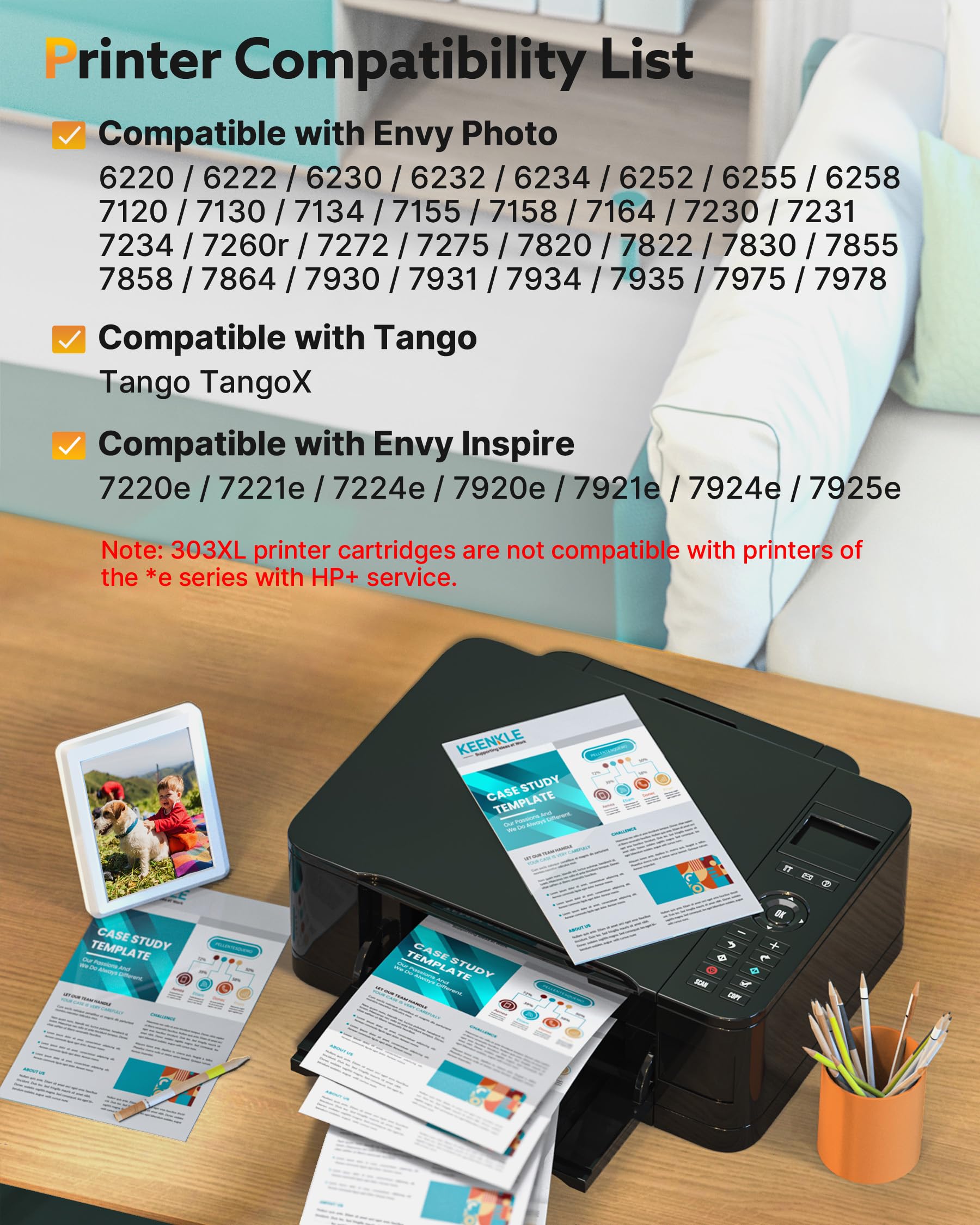 303XL Cartouches d'encre compatibles pour HP 303 Noir et Couleur Remplacement 303XL HP Cartouches d'encre pour HP Envy Photo 6220 6230 6232 6234 7130 7134 7234 7830 7820 7834 Tango TangoX Imprimante