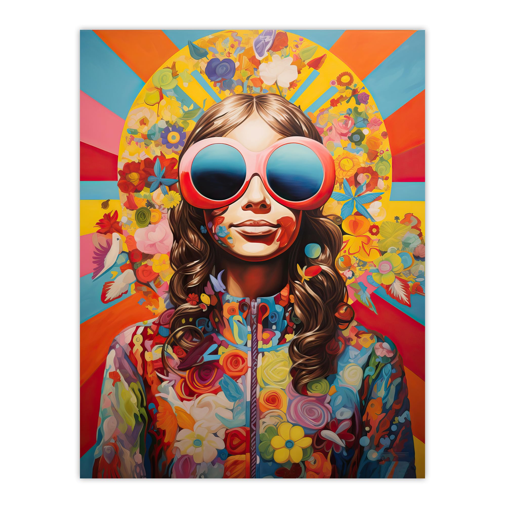 Artery8 Flower Power Fanfare Abstract Artwork - Extra Large XL Poster Print - W24 inch x H32 inch