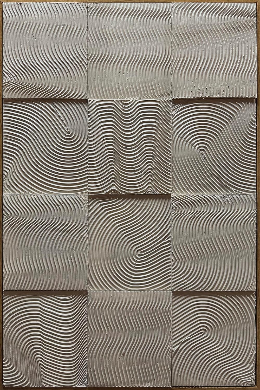 AZAVY Art,24x36Inch Hand Crafted Vertical Framed Oil Paintings Modern Abstract Golden Brown Geometric Canvas Wall Art