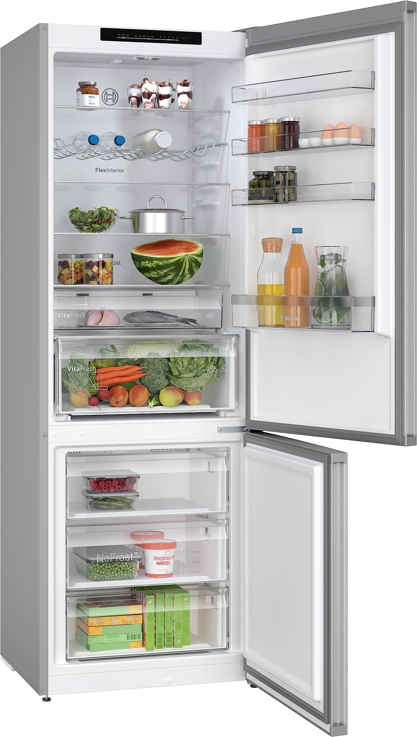 Bosch KGN492LDF- Série 4, Réfrigérateur combiné pose-libre, 203 x 70 cm, Inox