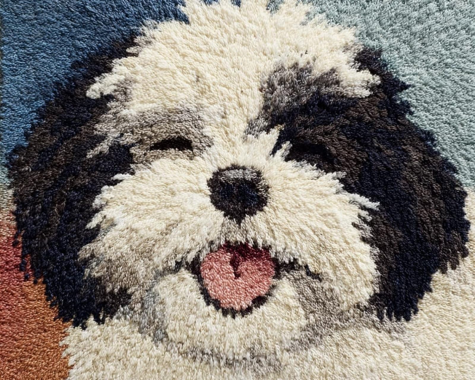 Wallphantom Latch Hook Kits for Adults Rug,Happy Shih Tzu,Latch Hook Kits DIY Crochet Handcraft Rug Hooking Kit for Kids and Adults,55x75cm