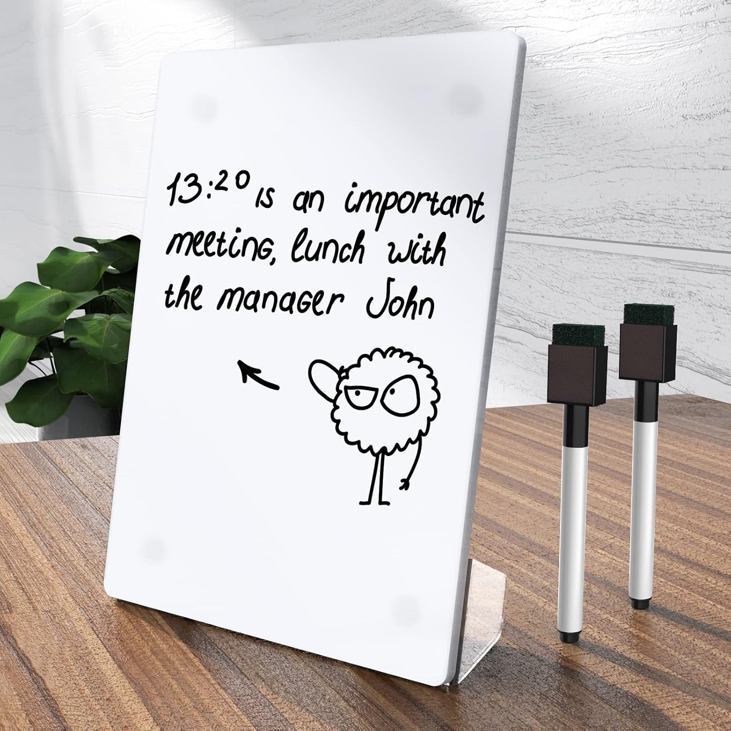 NiOffice Acrylic White Board 8x6 Inches, Frameless Desktop