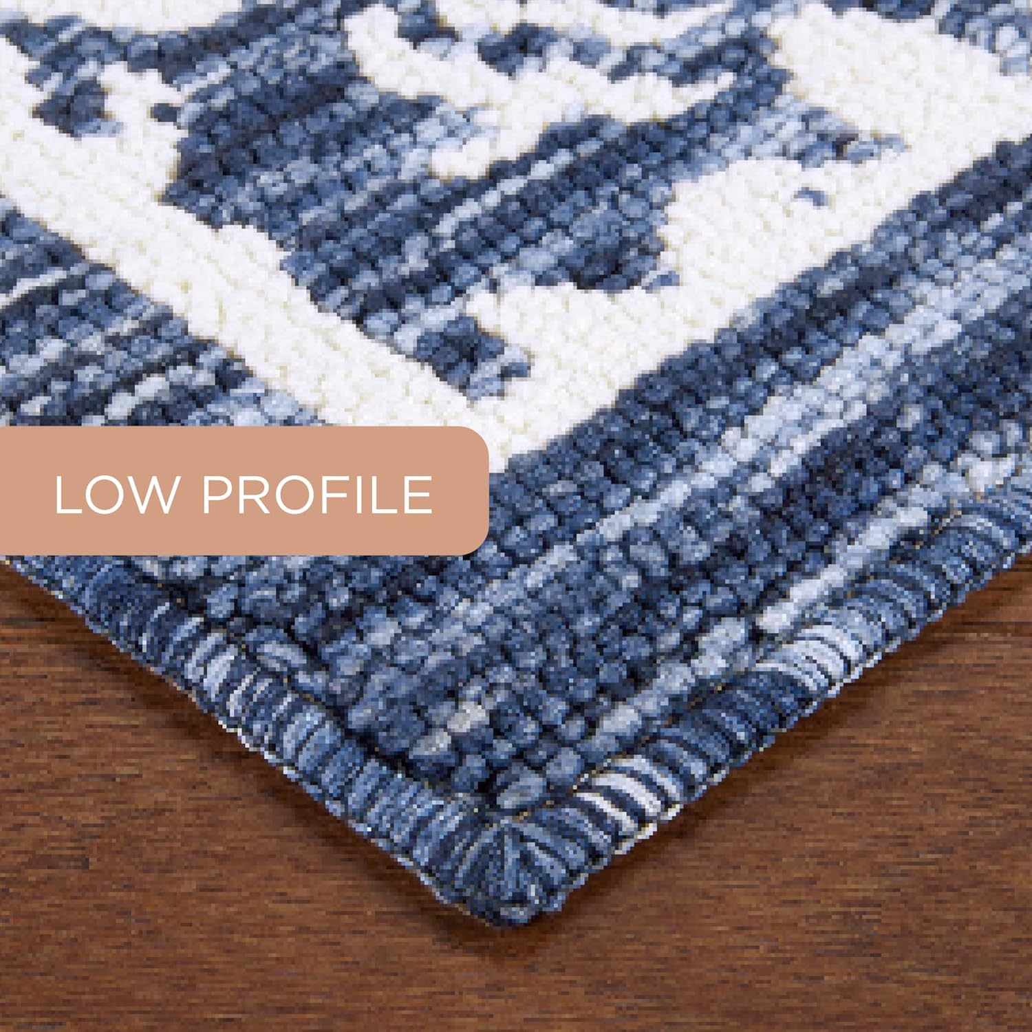 TOWN & COUNTRY EVERYDAY Walker Damask Medallion Everwash™ Washable Multi-Use Decorative Rug, Tufted Kitchen Runner Rug, Low-Profile Door Mat, Bath Rug with Non-Slip Backing, Navy Blue, 24"x72"