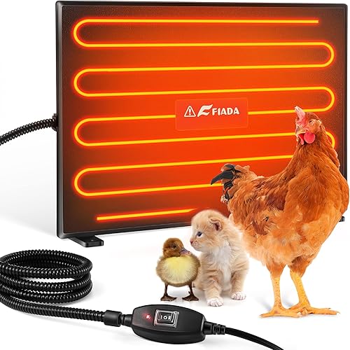 Fiada Calentador de gallinero, calentador de mascotas de 200 W con soporte e interruptor impermeable, fusible integrado montado en la pared y