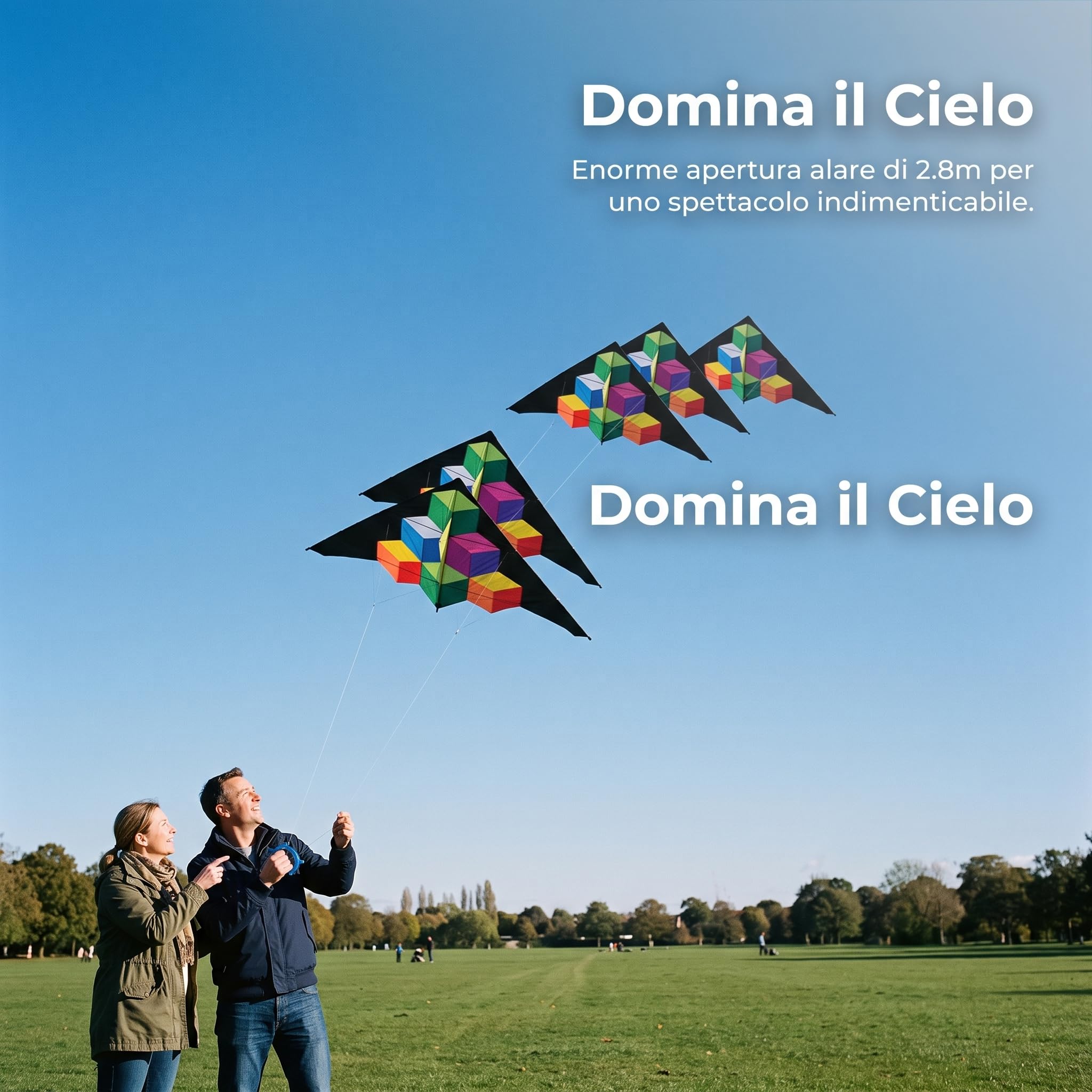 Cometa Recreativa para Adultos, Fácil Volar con Varillas Fibra Vidrio o Carbono, para