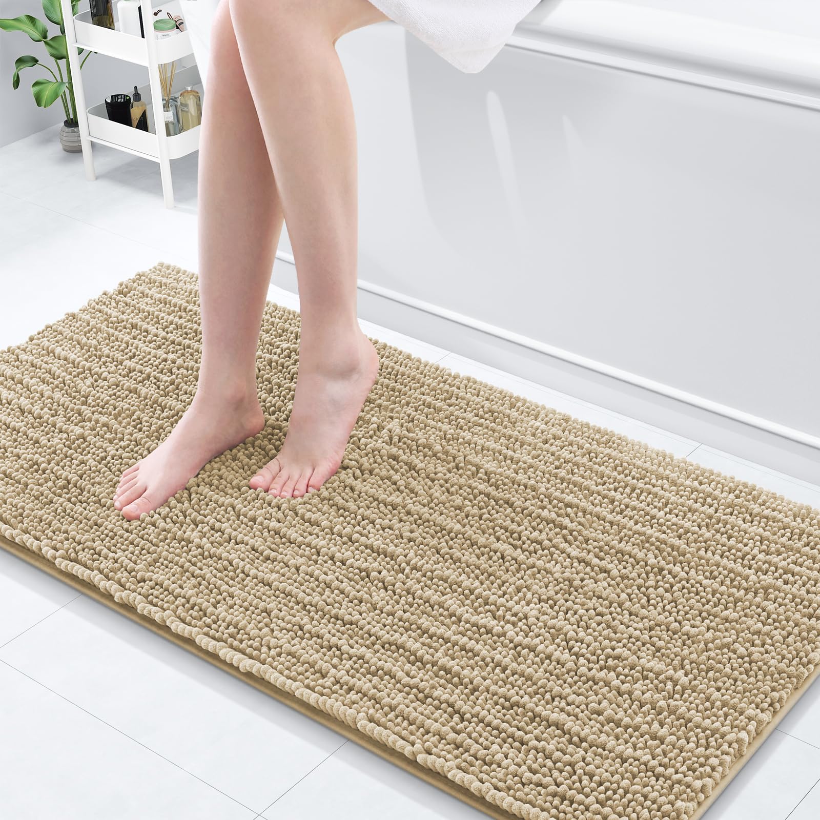 Arotive Luxury Chenille Bathroom Rug Mat, Extra Soft Thick Absorbent Shaggy Bath Rugs, Non-Slip Machine Wash Dry, Plush Bath Mats for Bathroom, Shower