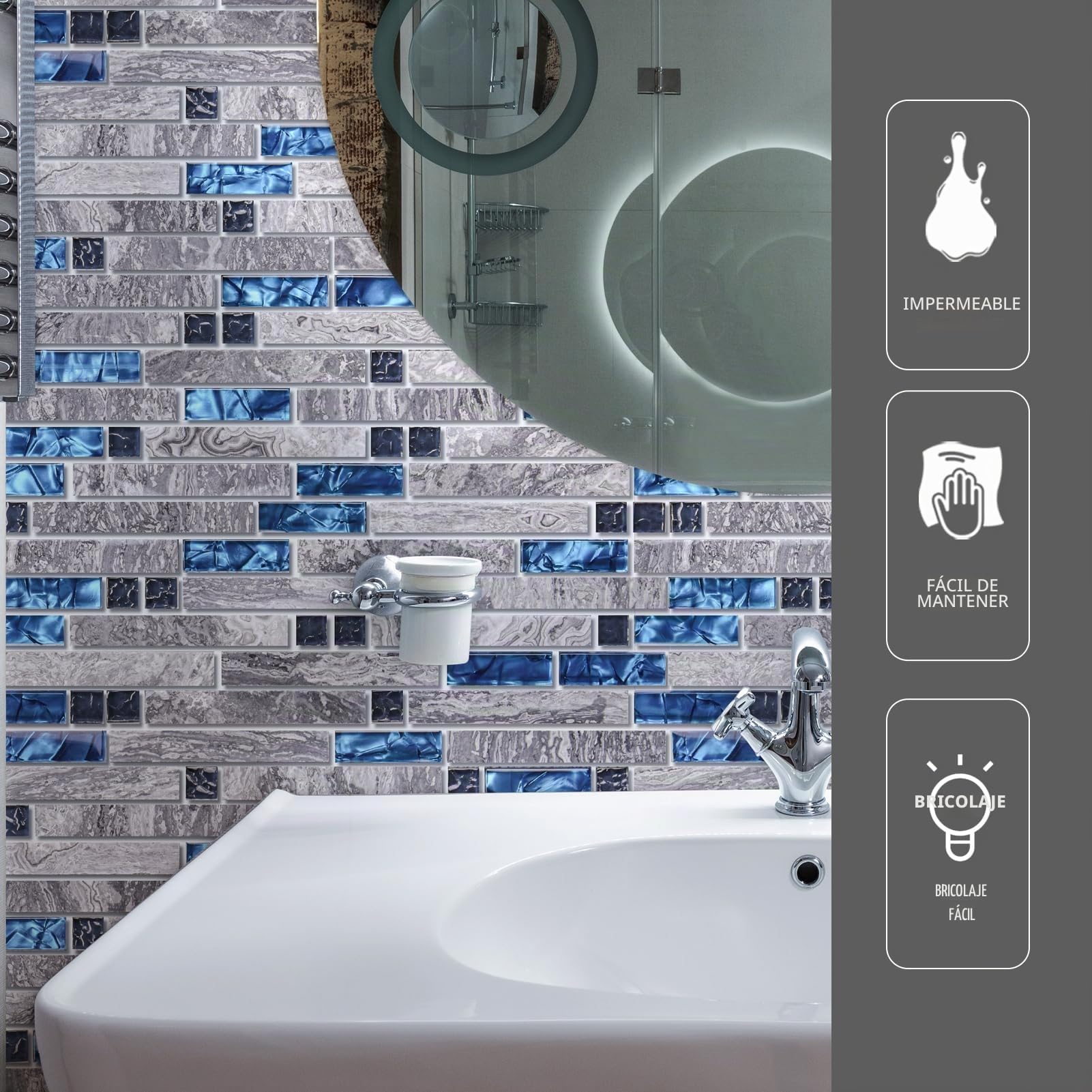 Art3d Azulejo decorativo para salpicaduras de cocina o baño (paquete de 5)