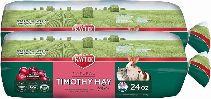 Feno de Timothy com Cranberries Kaytee para Porquinhos-da-Índia, Coelhos e Pequenos Animais, Pacote com 2 de 680 g