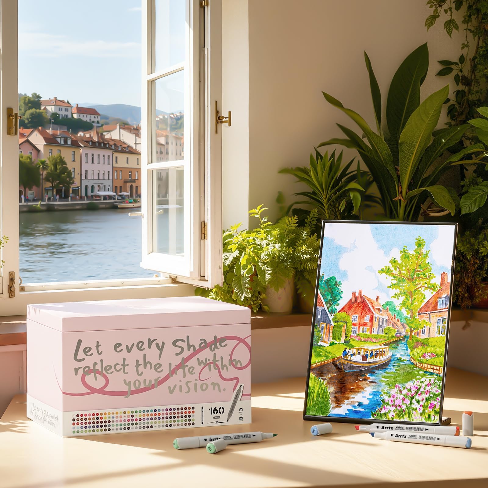 Arrtx Oros Alkoholmarker für Steine 160 Farben, Pinselspitze Acrylmalstifte für Felsmalerei, Holz, Leinwand, Stein, Glas, Keramik, Stoff, DIY Kunsthandwerk & Kunstzubehör, Geschenkpaket