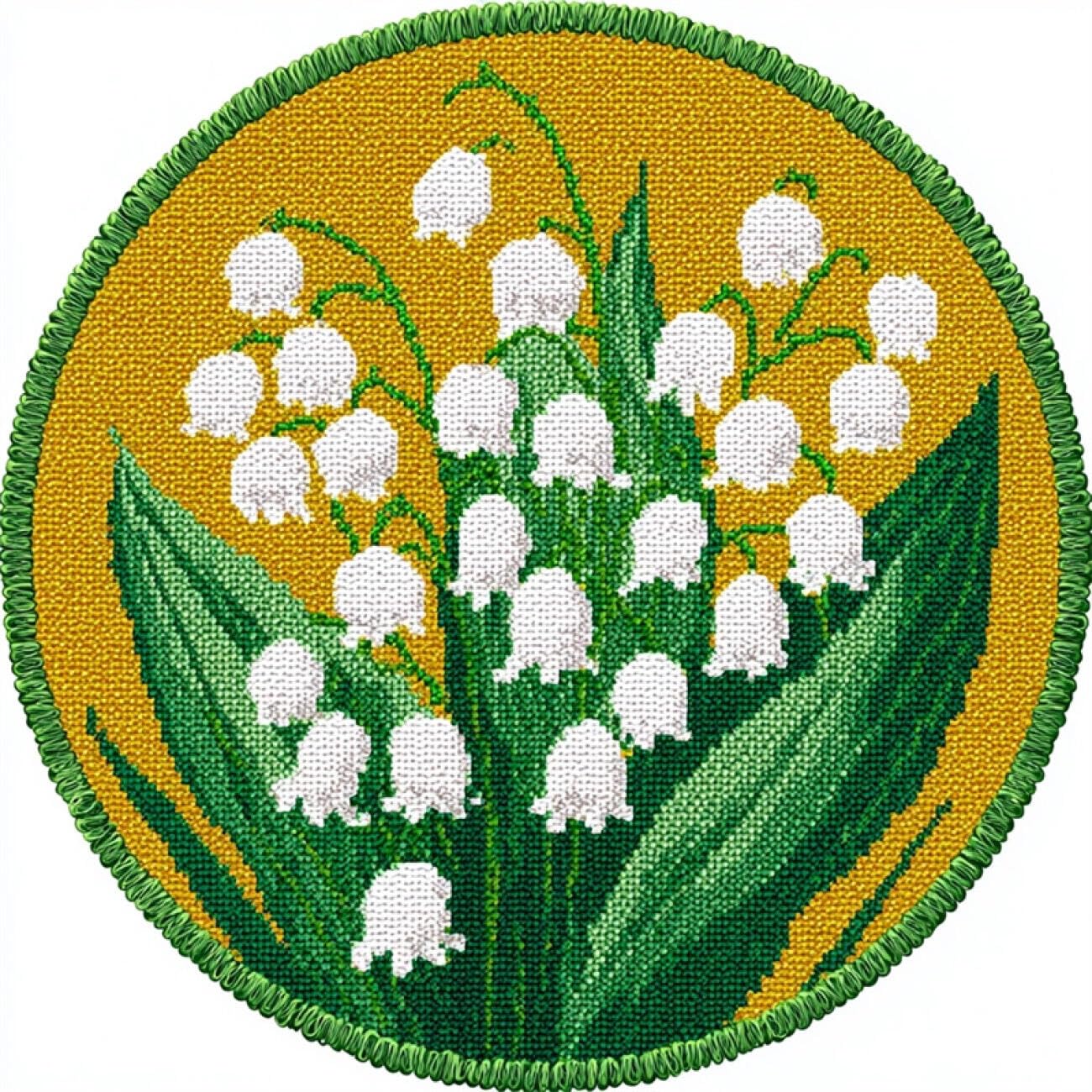 Kitquiver Latch Hook Carpet Kits White Lily of the Valley 60x60cm