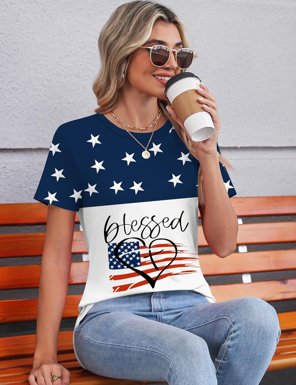 TCOT Women's Tops Summer Short Sleeve Crew Neck Shirts Dressy Casual Blouses for Women S-3XL - Image 4