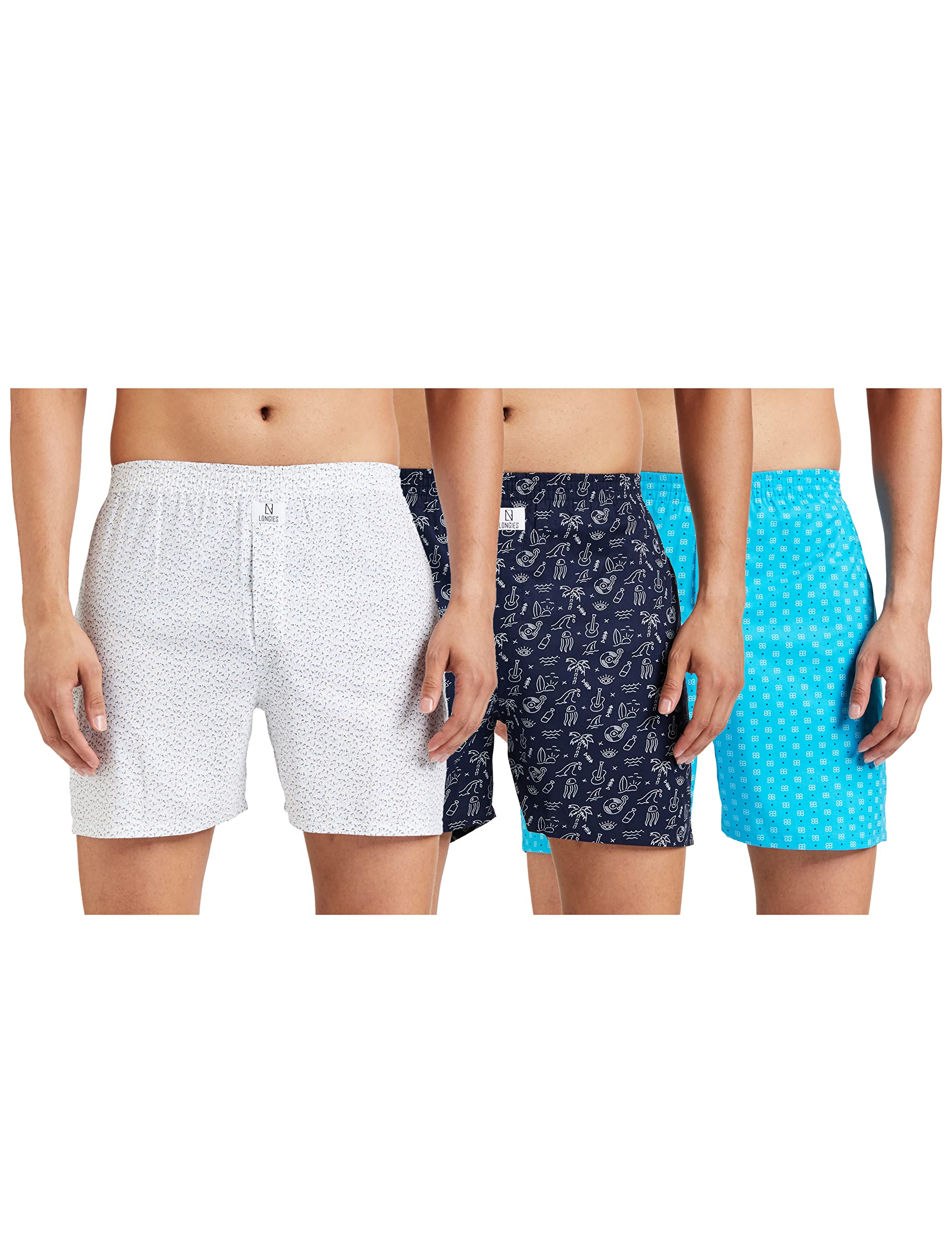Longies Men's Cotton Printed Regular Boxer Shorts
