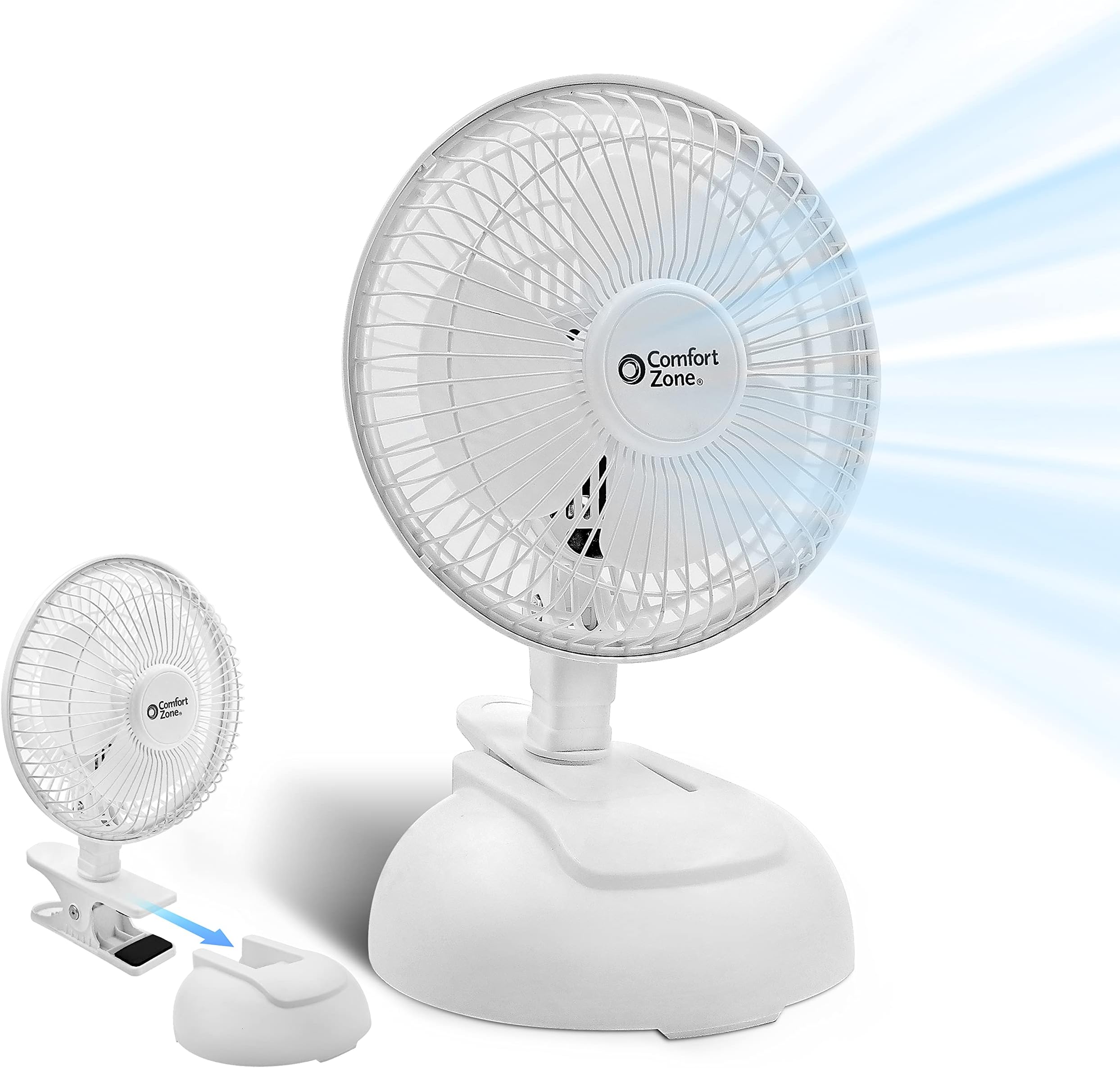 Comfort Zone Clip Fan With Base