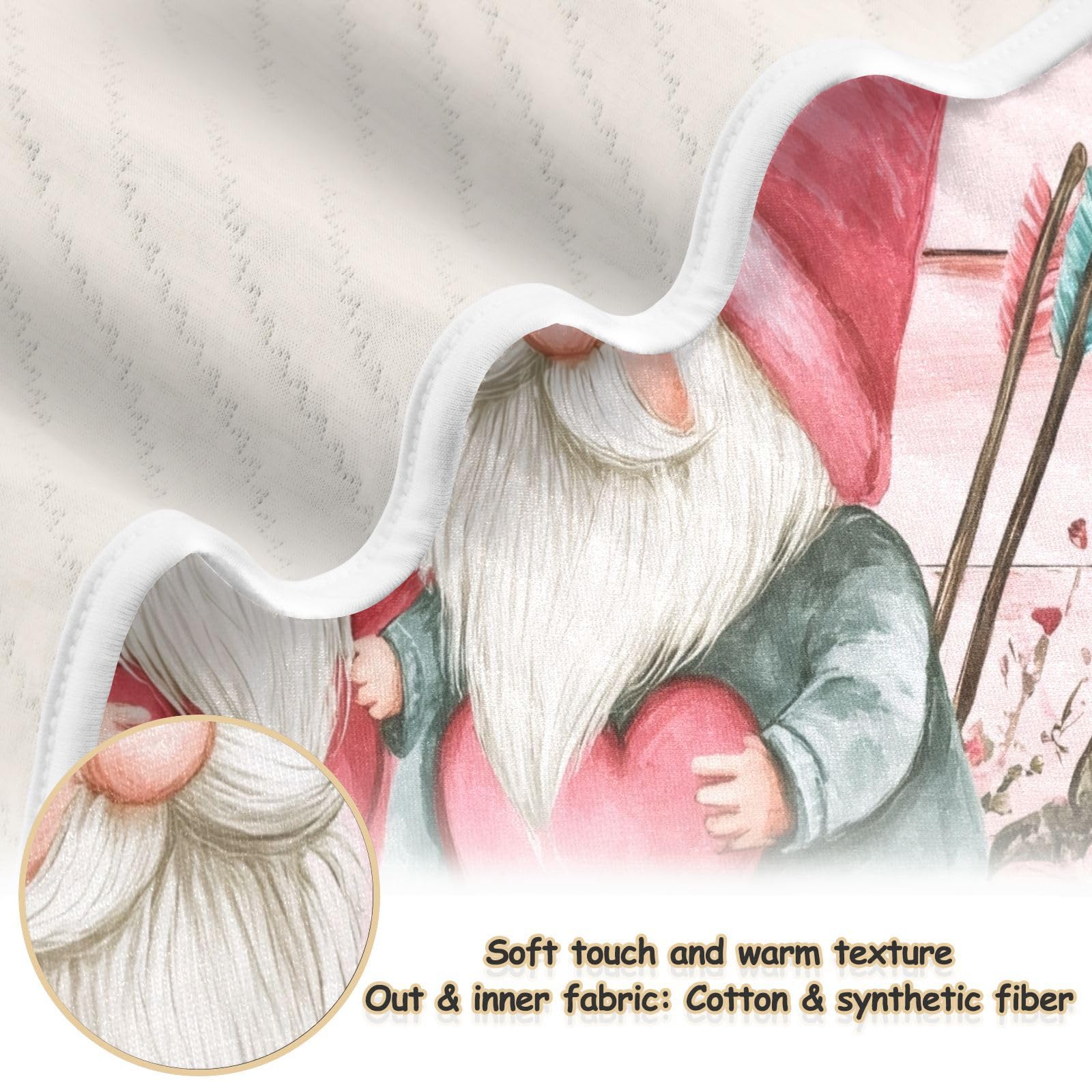 Burbuja Valentine Gnome Lovers Baby Blanket for Boys Girls, Nursery Soft Warm Swaddling Receiving Baby Blankets, 30x40 in Toddler Blanket