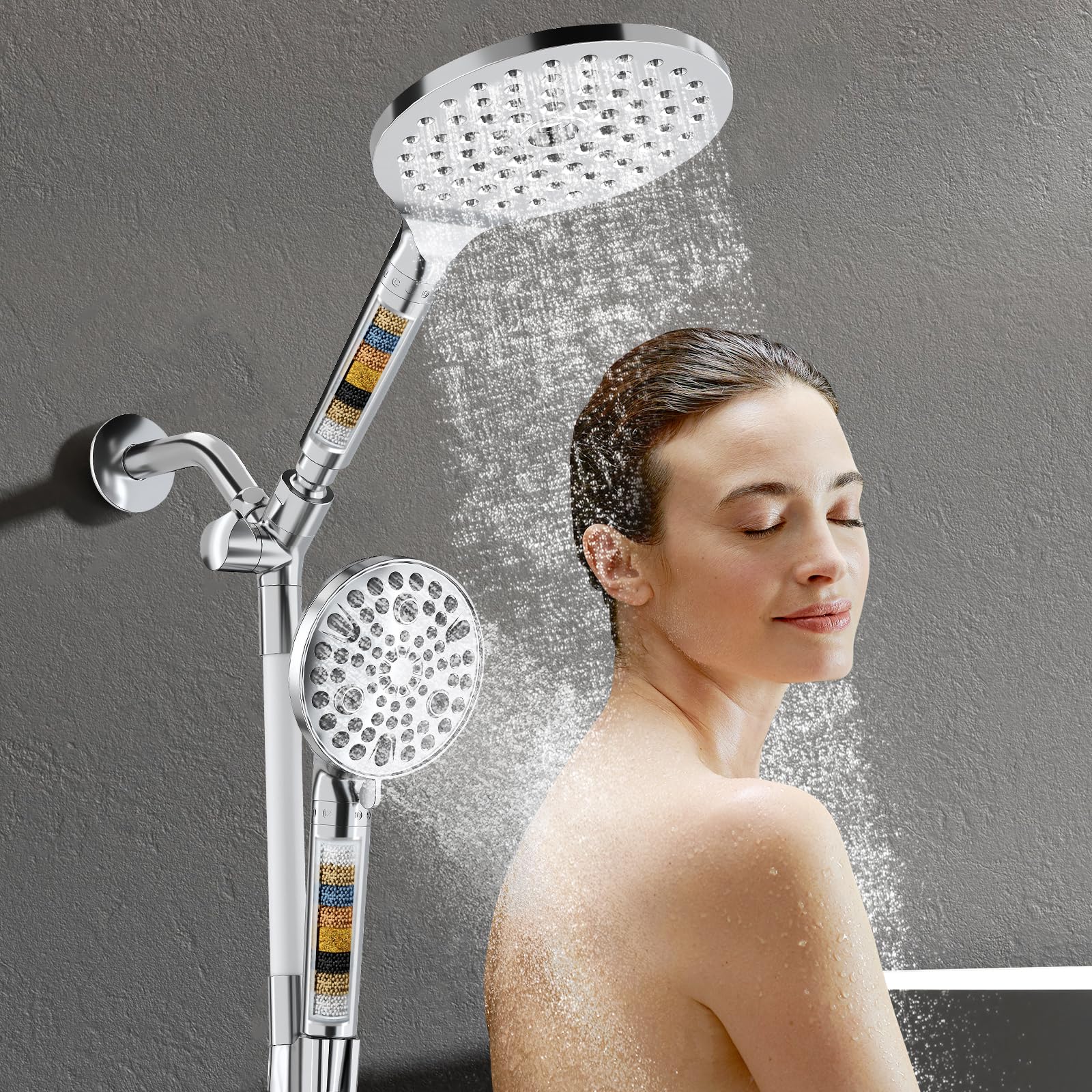 4 Pack Shower Filter Replacement Cartridge, Shower Head Filter Replacement Suitable for HEROBAI Rainfall Shower Head Combo, Showerhead Filters for Hard Water, Remove Chlorine (4PCS Filter Cartridge)