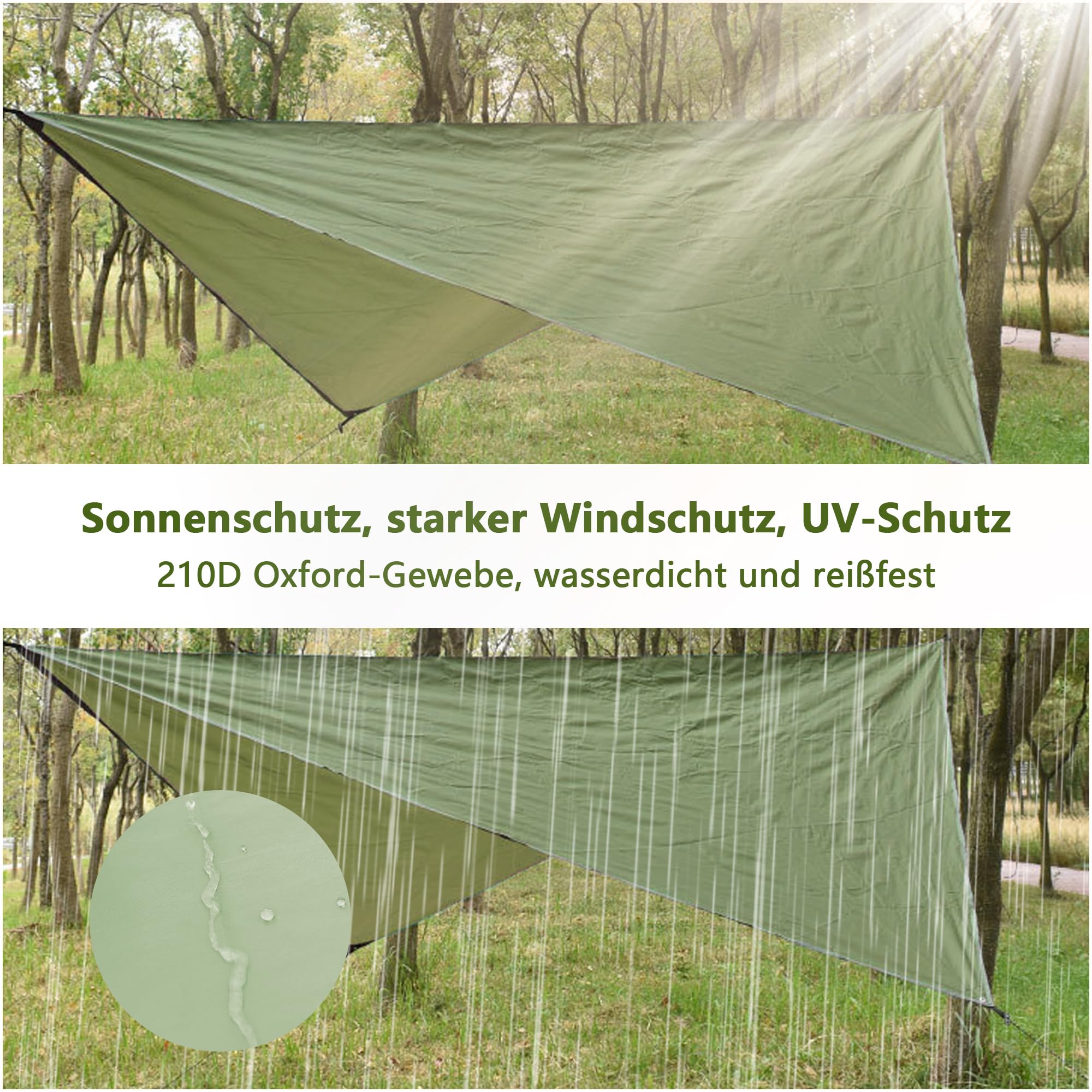 WILDROOTS Telo Impermeabile Per Campeggio - Tappetino Portatile In PE 3,5x3,5 M, Leggero E Pieghevole, Per Tenda E Picnic