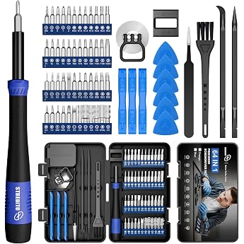 STREBITO Precision mechanic screwdriver set, 64 pieces with hex pentalobe, mini screwdriver, magnetized bits for computer, PC