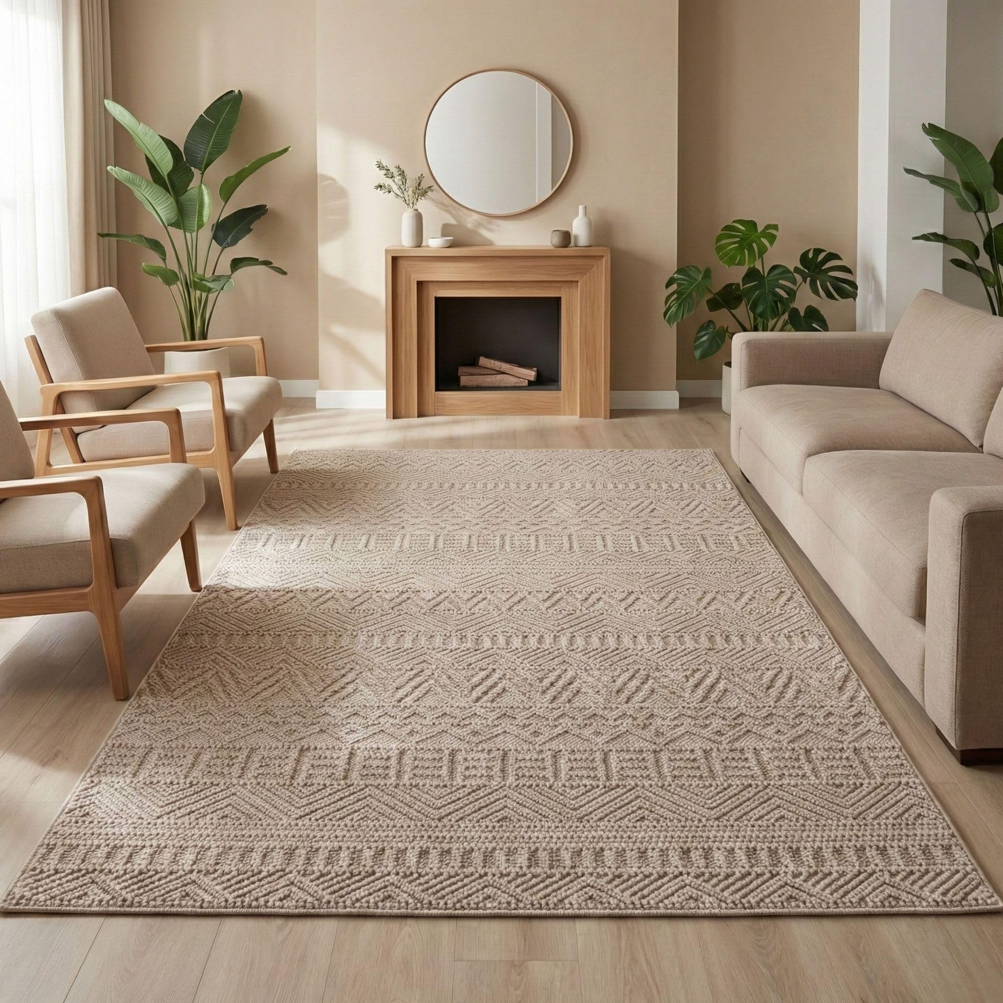 Carpetsale24 Teppich Wohnzimmer Einfarbig Bouclé Schlingenflor Skandi Stil Superweich Pflegeleicht Robust für Schlafzimmer Modern Gemütlich