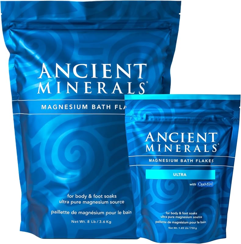 Ancient Minerals Flocos de Magnésio para Banho com OptiMSM e Cloreto de Zechstein, Conjunto com 2