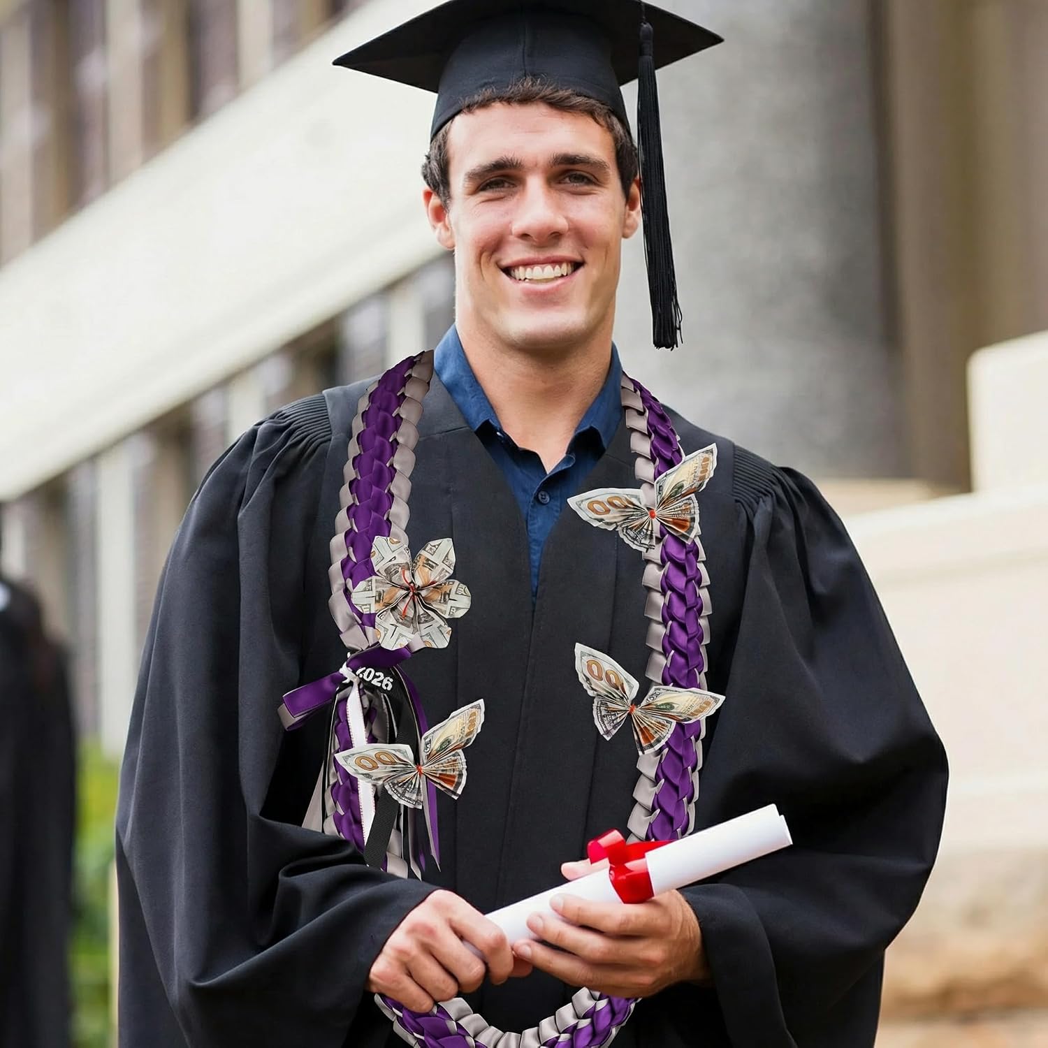 Graduation Leis 2026 Graduation Ribbon Lei graduation necklace Graduation Leis Class of 2026 Graduation gift Braided necklace for men and women party accessories