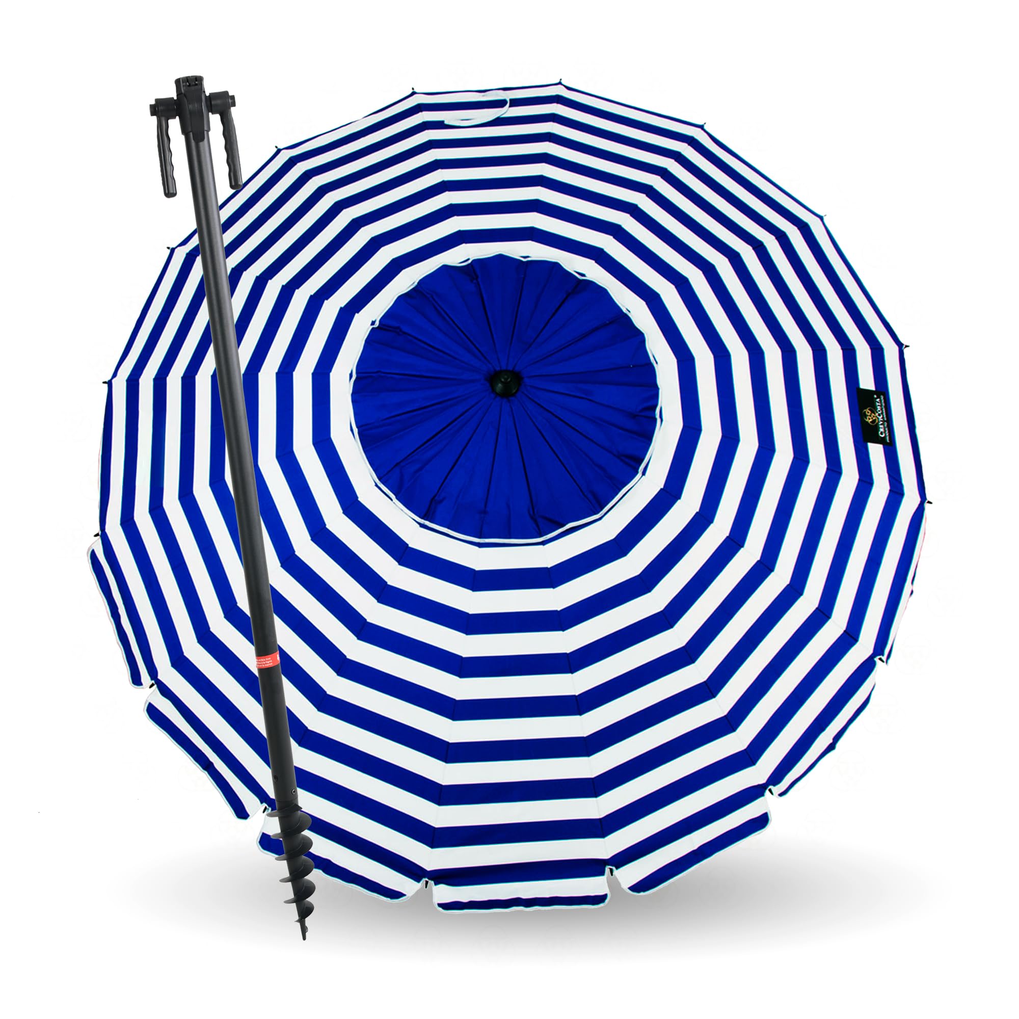 CREVICOSTA QUALITY MARK MARCAS DE CALIDAD - Sombrilla 240 cm con poste enroscador y colgador. Recorrido Total. 16 Varillas (Marinera)