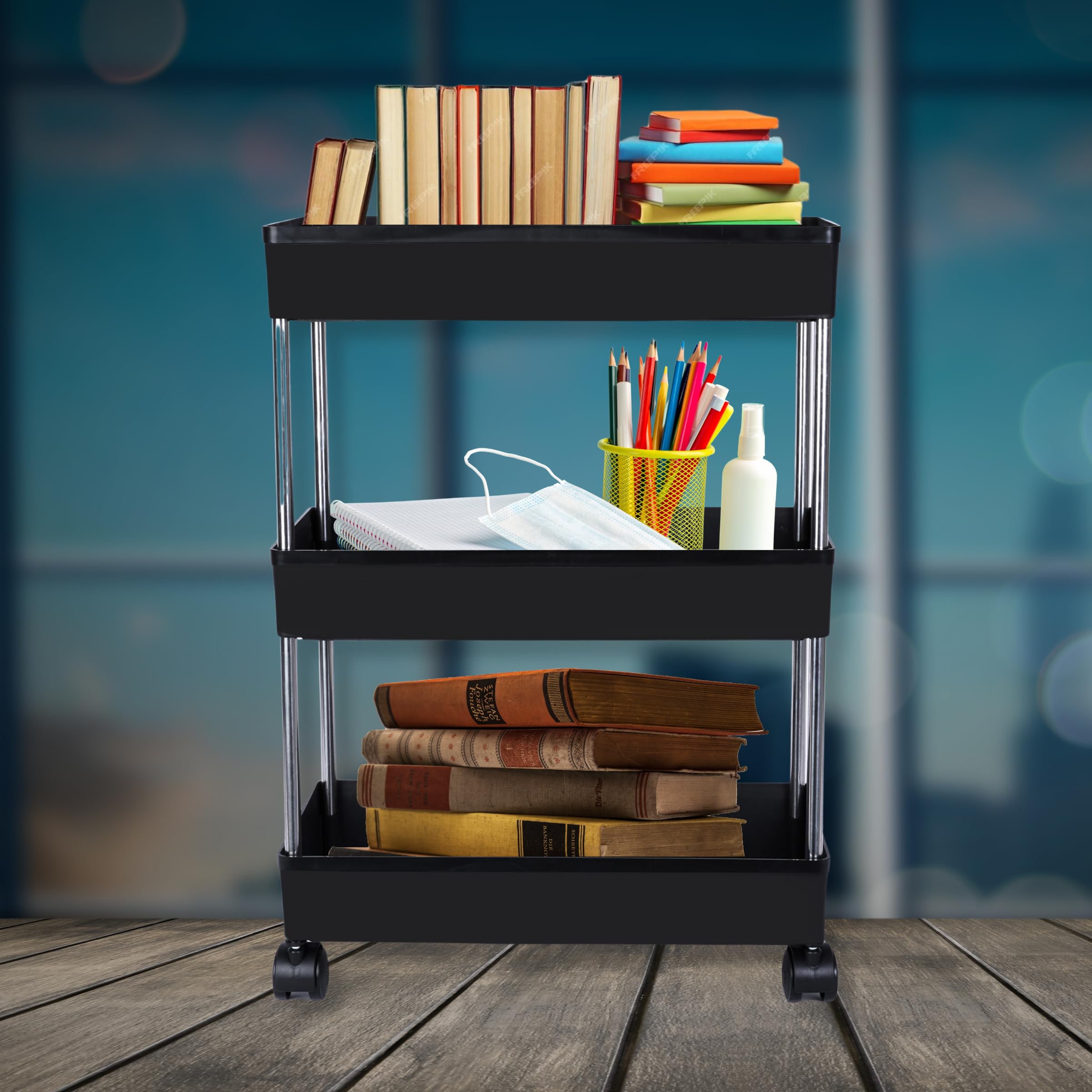 AEXONIZ TOYS Plastic Kitchen Storage Organizer Racks with Wheels; Rolling Utility Cart; Slide Out Storage Shelves Space Saving Home Storage Trolley Rack (Black; 3 Layer) (B0DJ17NJXY) Amazon Price History, Amazon Price Tracker