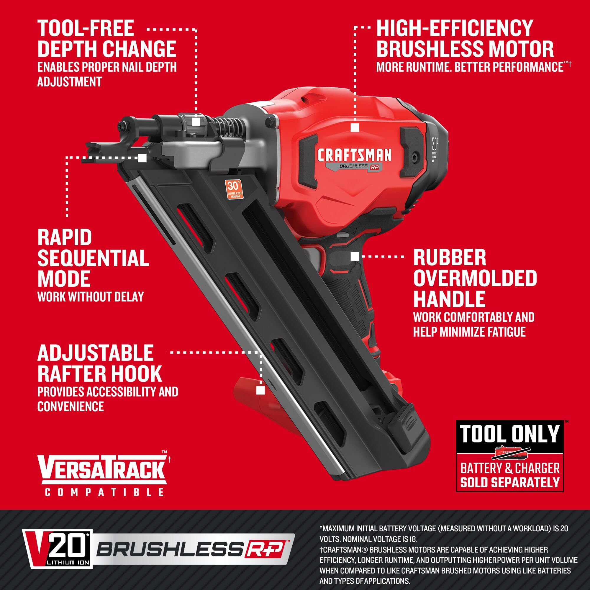 CRAFTSMAN V20 Brushless Nailer - Cordless Framing -2 CRAFTSMAN V20 Brushless Nailer - Cordless Framing -2