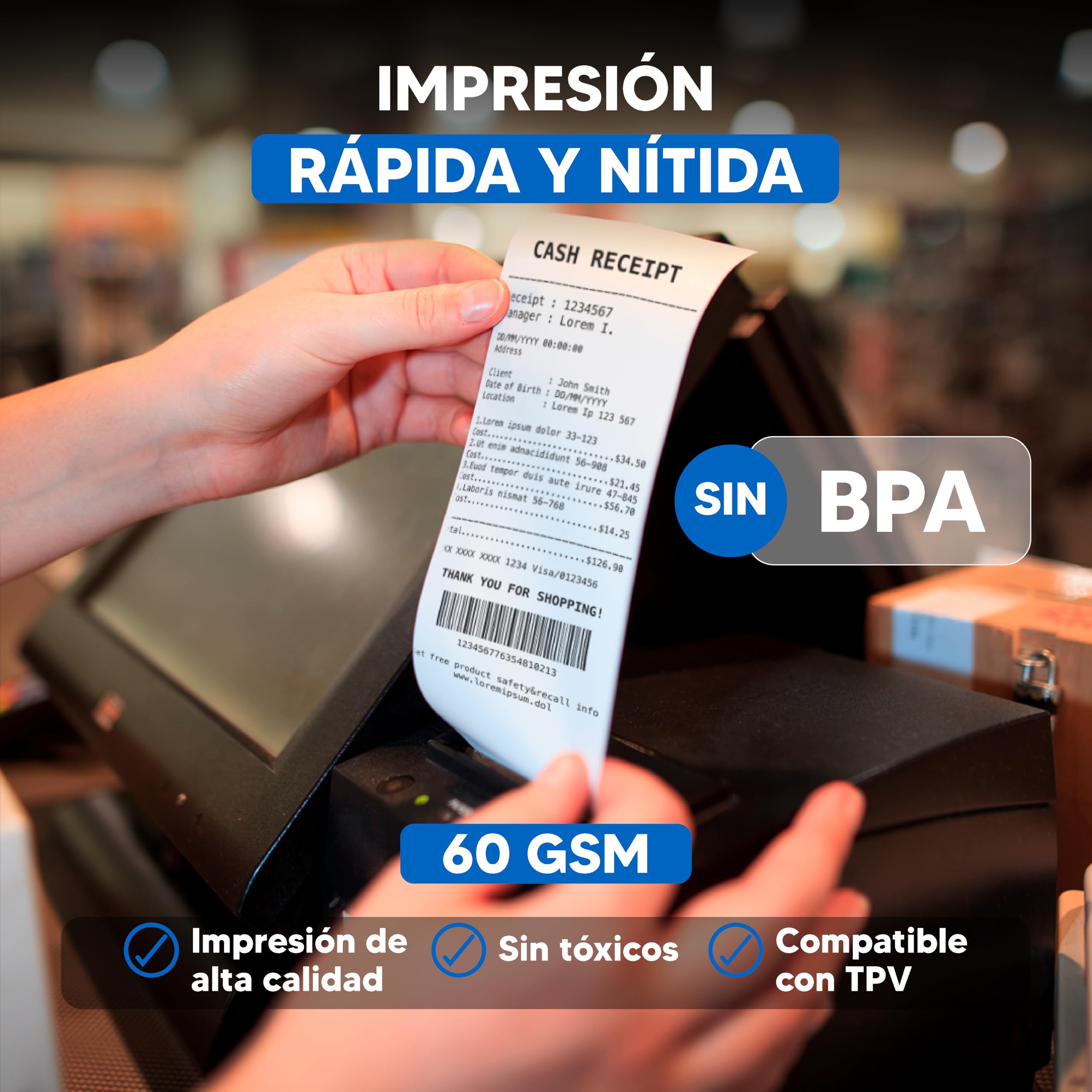 20X Papel Térmico 80x80mm 60 GSM sin BPA - Papel Datáfono Impresión Rápida y Nítida para Cajas Registradoras y Tickets - Ideal para Impresoras Térmicas y Datáfonos, sin BPA