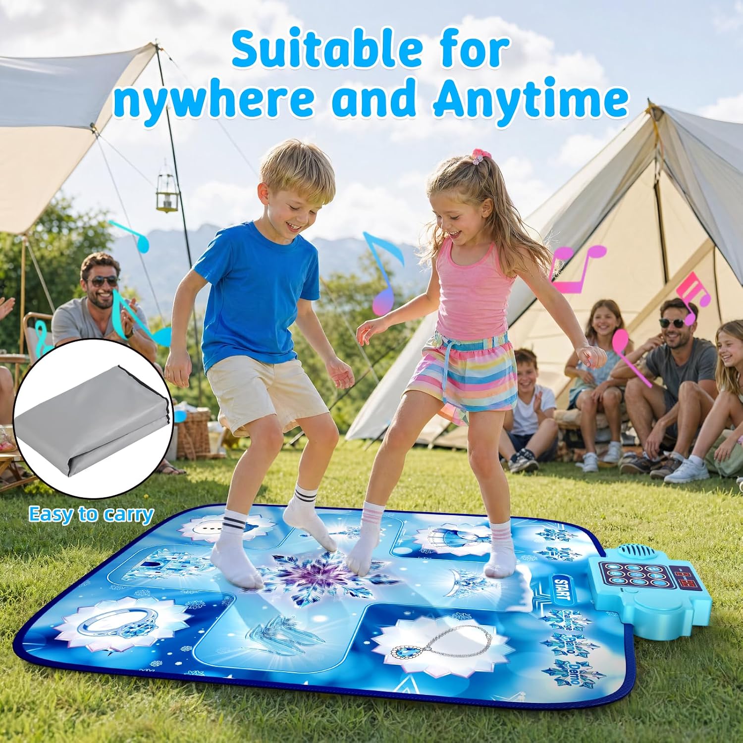 Dance Mat – 9-Button Electronic Music Playmat with 8 Challenge Levels & LED Score Display, Frozen Theme Anti-Slip Foldable Dancing Pad for Kids 3-12, Birthday Gifts for Girls image 5