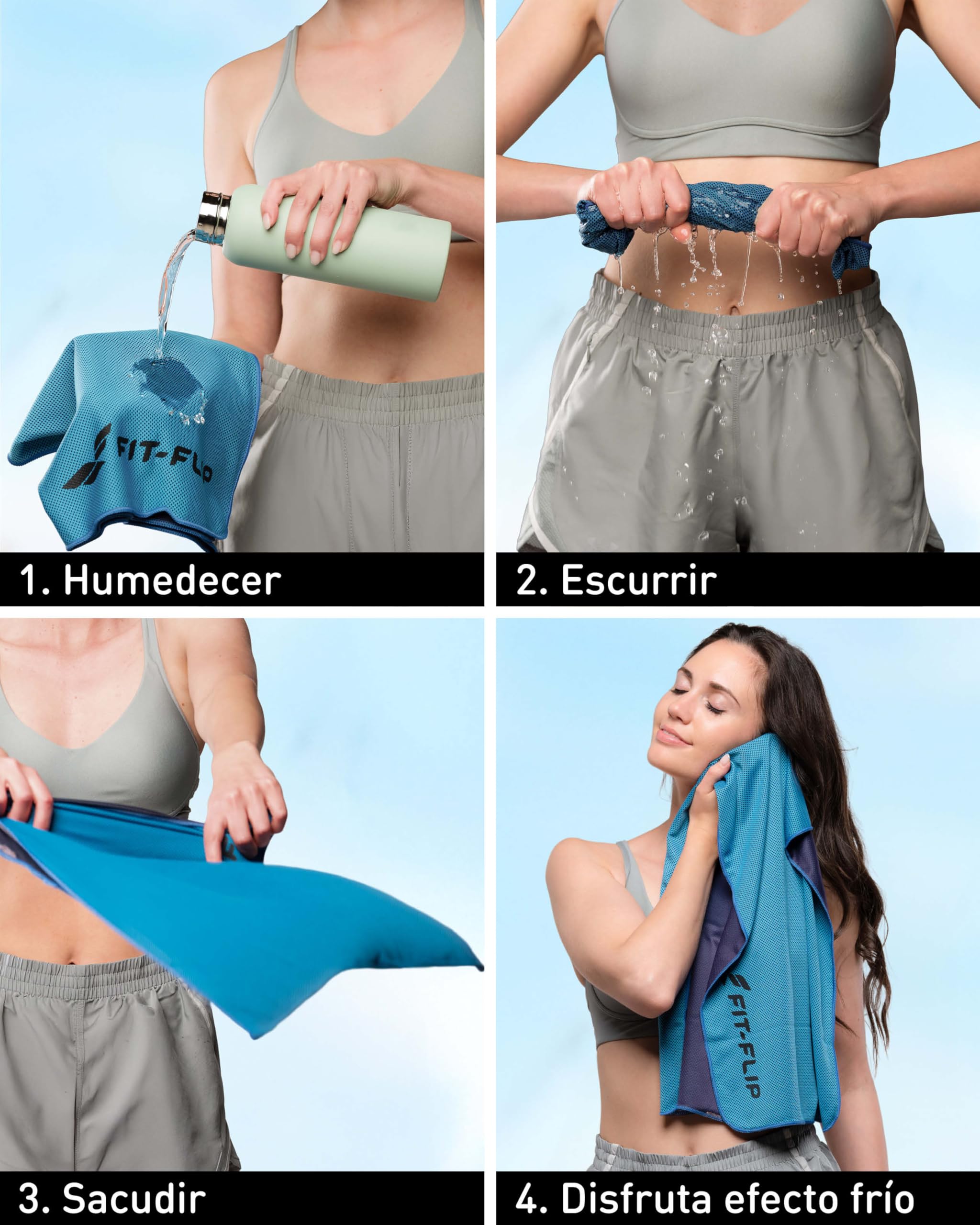 Fit-Flip Toalla fría Set de 3 Unidades – Airflip Cooling Towel para Senderismo, Tenis y Viajes - Toallas de enfriamiento de Microfibra