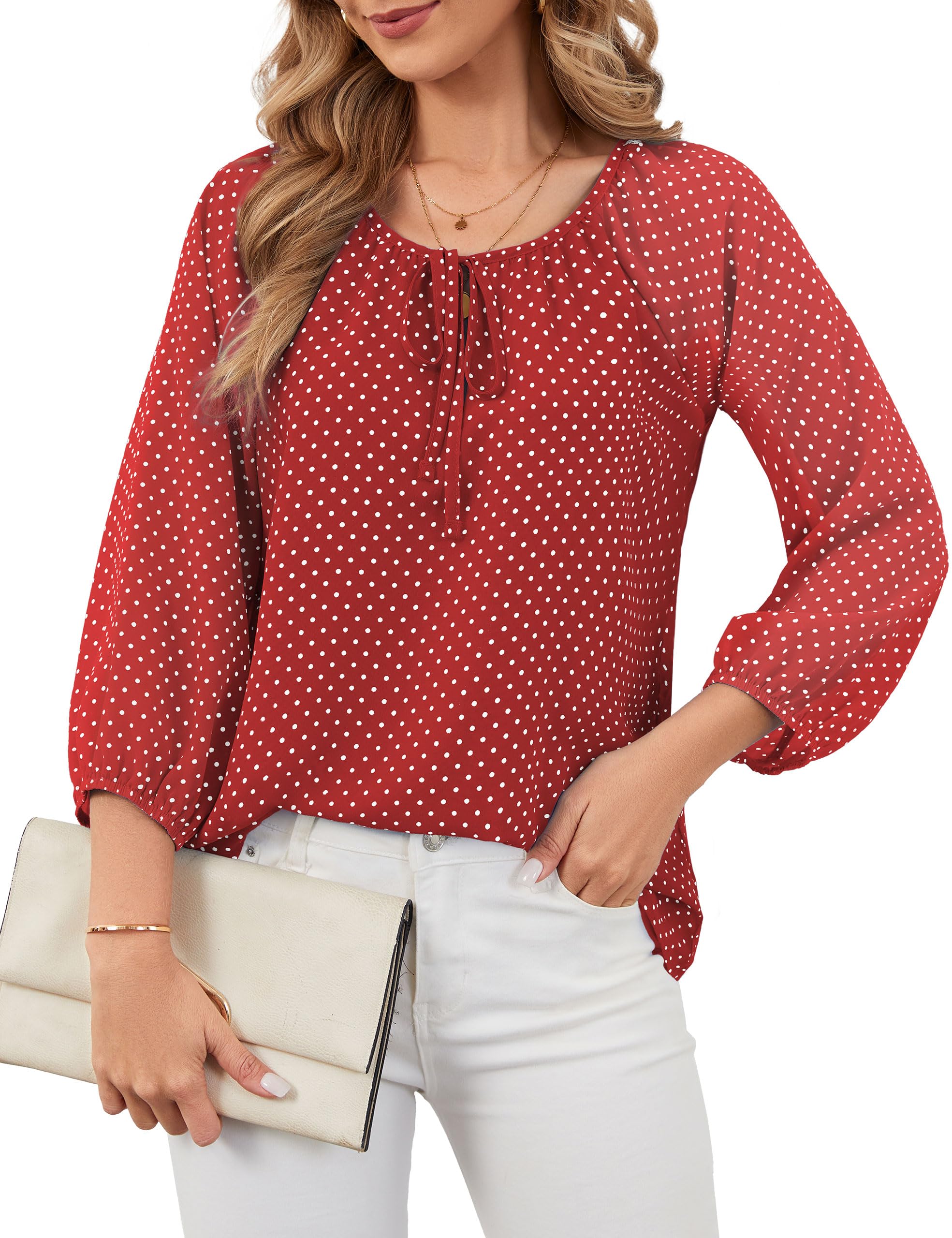 TELULYOO Womens Chiffon Blouses