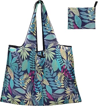 Reusable Shopping Bags Foldable, Extra Large Grocery Bag, Washable Pocket Shopper Bag, Lightweight Handbag Tote Bag Portable Pouch for Travel Picnic, 56 X 67 cm