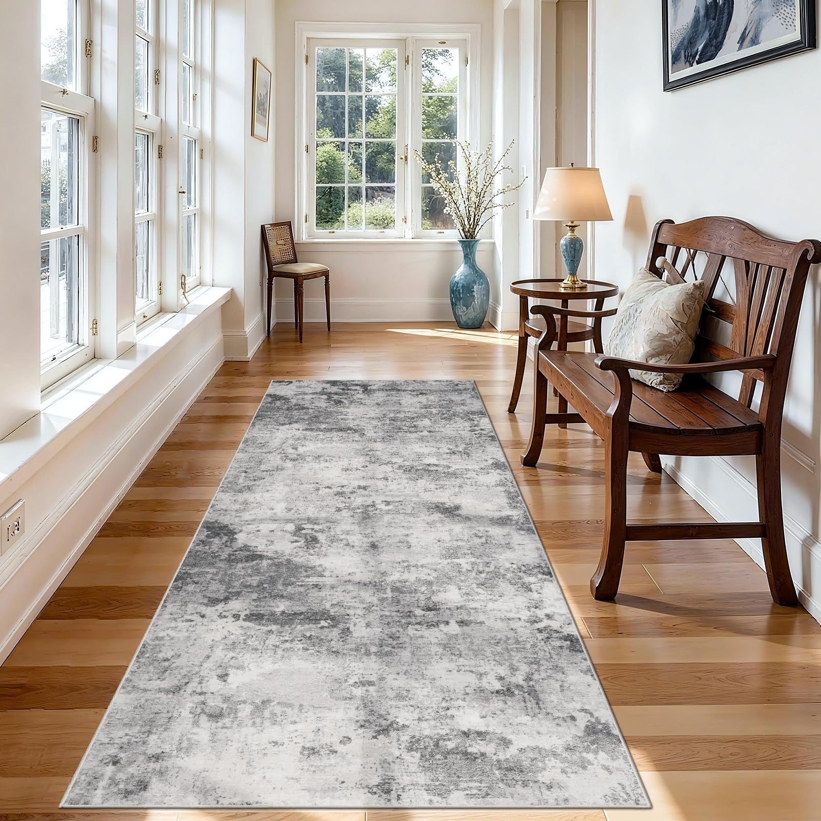 HILORUUG Black Grey Abstract Runner