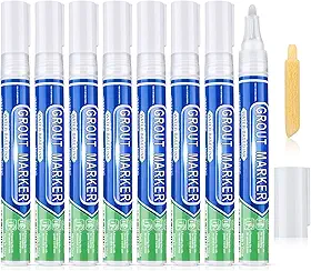 Caneta de parede Argamassa marcadores de pintura de azulejos Argamassa caneta selante para banheiros, cozinha varanda pátio reparo atualização (branco, 8 peças)