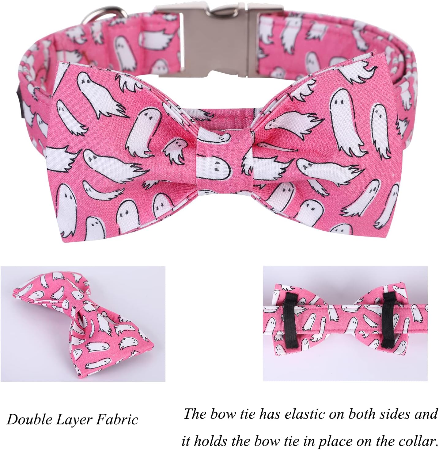 Lionet Paws Dog Collar with Bowtie, Halloween Bowtie for Dogs Adjustable Comfortable Dog Collar Girl, M, Neck 34-55cm - Image 4