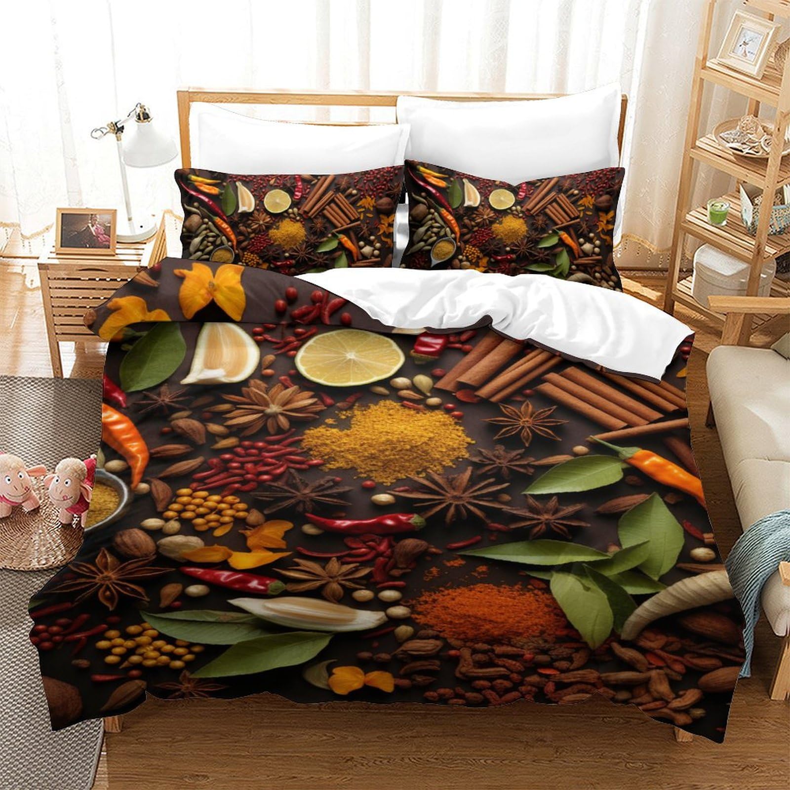 Housse de couette épices 140x200cm en microfibre douce avec taies