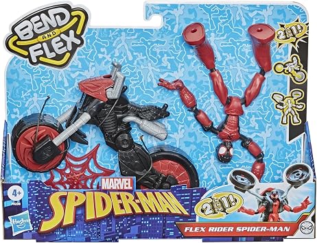 Marvel Bend and Flex, Flex Rider Spider-Man Action Figure Toy, 6-inch Flexible Figure and 2-in-1 Motorcycle for Kids Ages 4 and Up