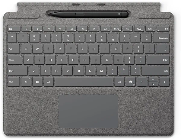 Microsoft Surface Pro Keyboard with Slim Pen 2 Bundle for Pro Copilot+ (11th Edition), Pro 9 and Pro 8, Alcantara Material, Platinum