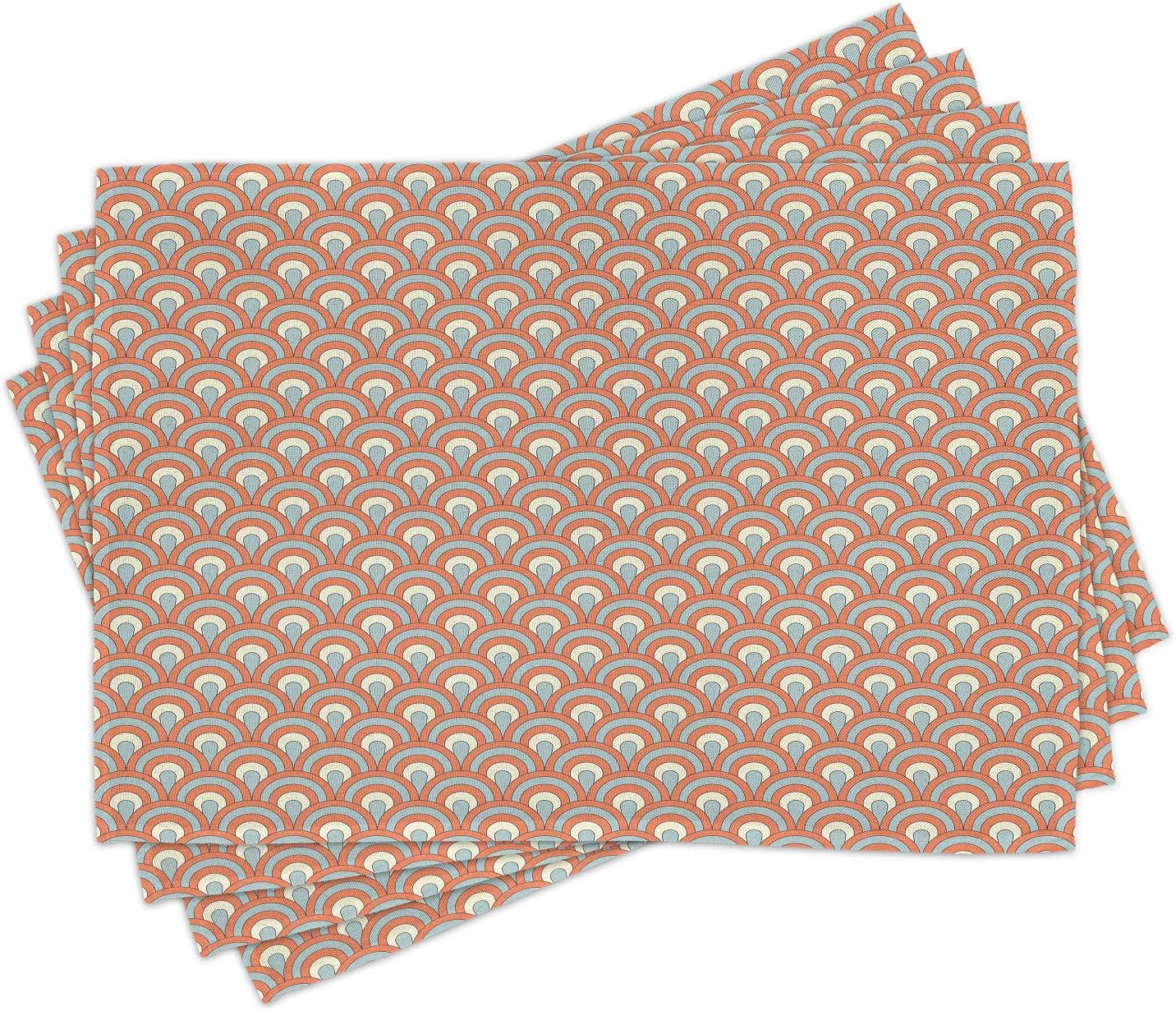 Ambesonne Orange Place Mats Set of 4, Curvy Ocean Waves