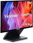 Moniteur portable OLED ViewSonic VP16-OLED 15,6 po 1080p avec USB C alimenté 40W à double sens, Validé Pantone, Calibré en usine, Support ergonomique intégré avec couverture de protection, Noir