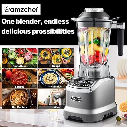 Miniatura 7 de AMZCHEF Licuadora profesional para batidos, 4 funciones, licuadora de batidos de 1800 W, jarra de 63 onzastaza para llevar de 20 onzas, hielo y