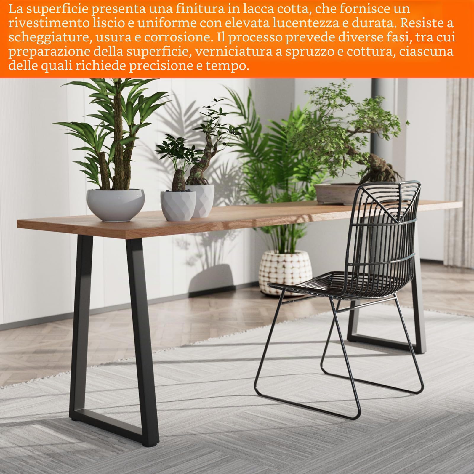 Homtone Set di 2 gambe da tavolo in metallo resistente, stile industriale rustico, fai da te, gambe per tavolo da caffè, scrivania fai da te, panca da bar per la colazione, altezza 71 x larghezza 45