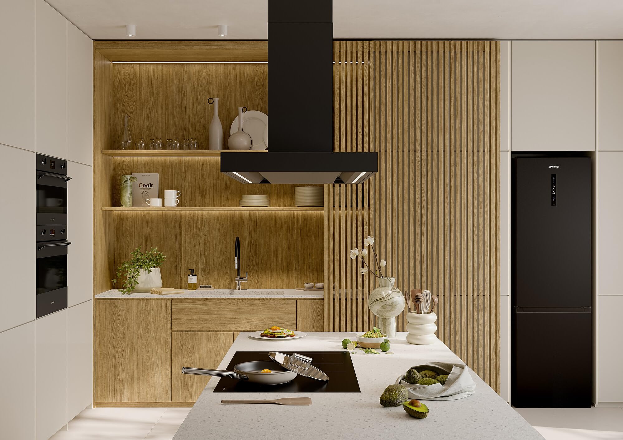 Smeg, Padella Antiaderente FPF2802CRM, Diametro 28 cm, Rivestimento Ceramico senza PFAS, Manico in Acciaio Inox, per Tutti i Piani Cottura, fino a 250° in Forno, Capacità 1,5 L, Panna Opaco